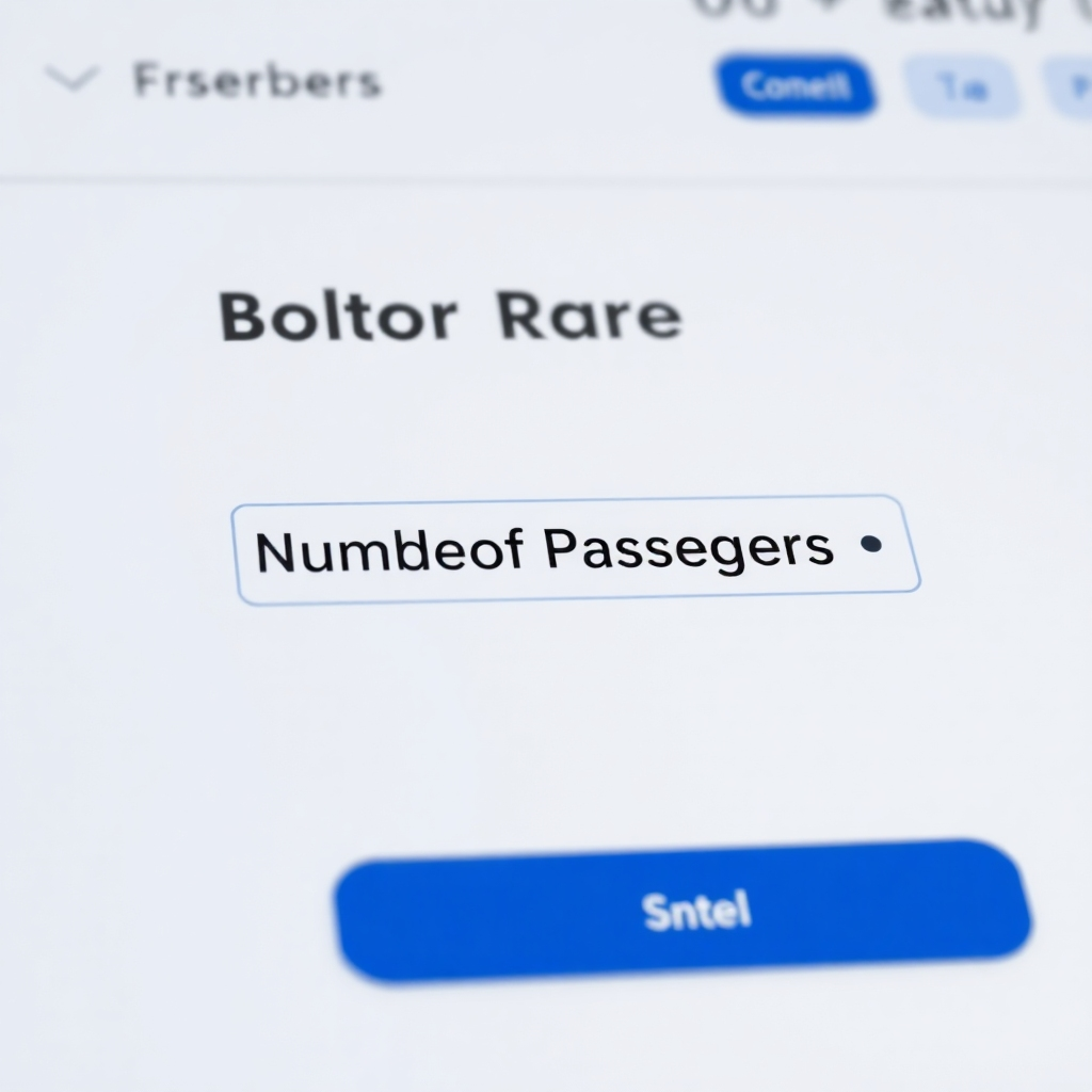 A screenshot of a booking form with a clear, user-friendly dropdown menu or input field specifically for 'Number of Passengers'. The form should be neatly presented with other relevant booking details in the background.  The style should be clean and easy to understand.